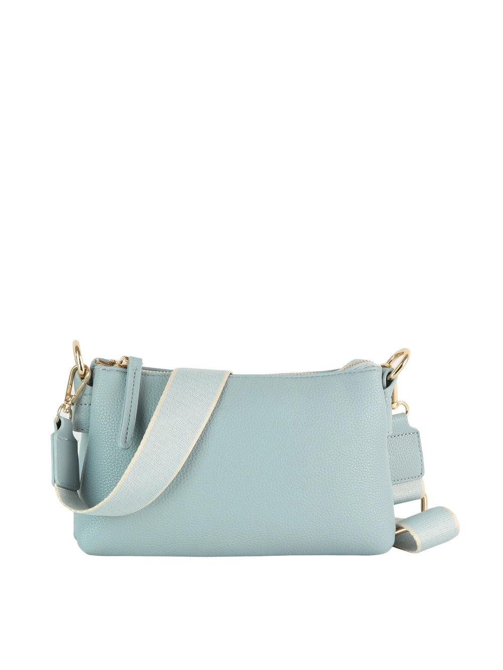 Double-Zip Pebbled Crossbody/ Deep Blue