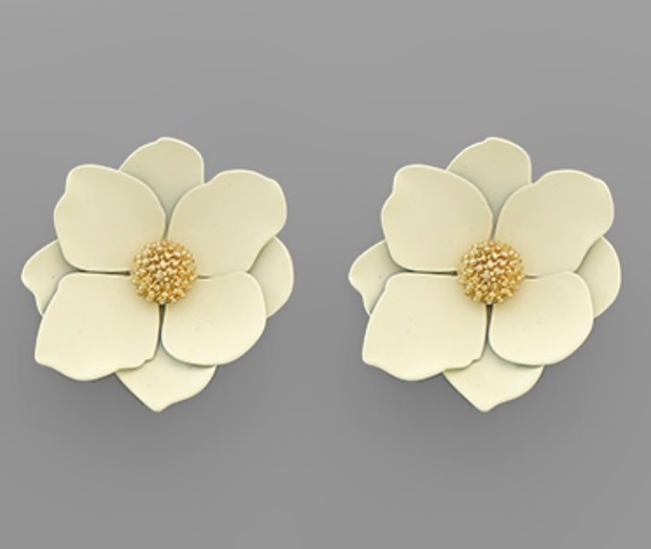 Layered Flower Earrings(IVORY)