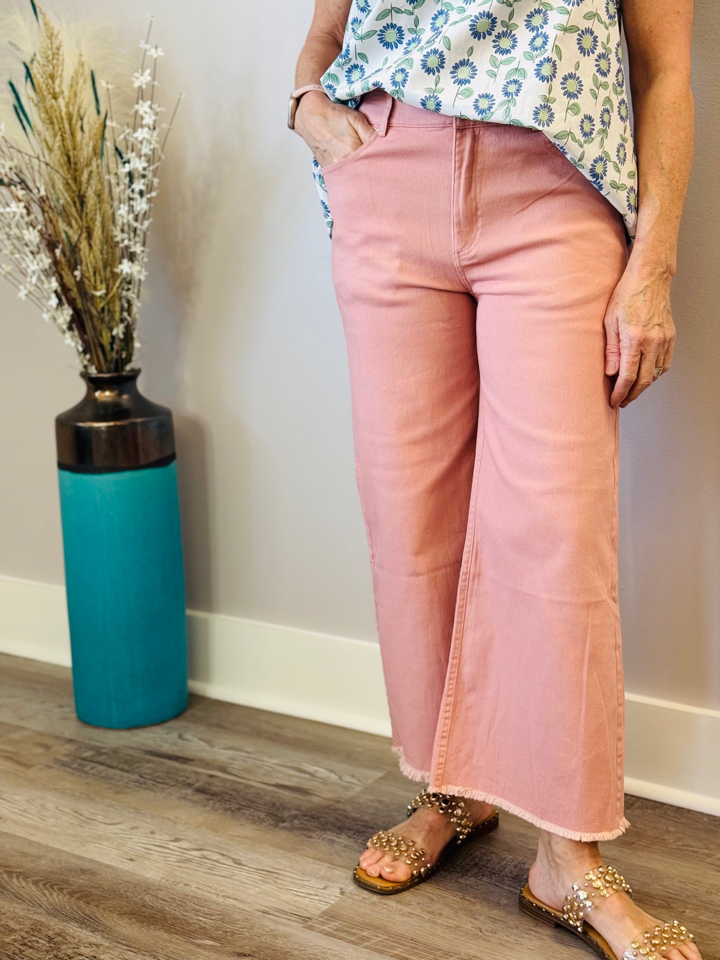 Poppy Pink Wide Leg Pants
