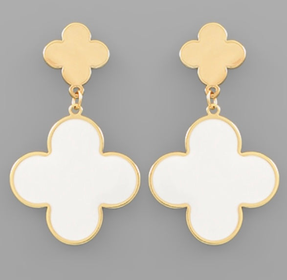Clover Dangle Earrings(WHITE)
