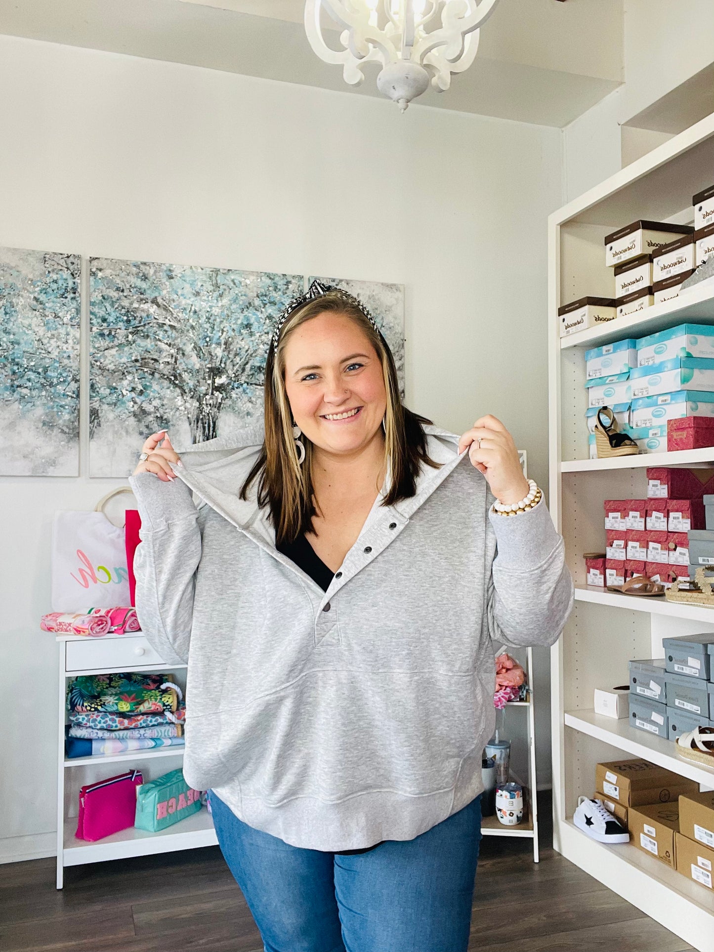 Heather Hooded Pullover