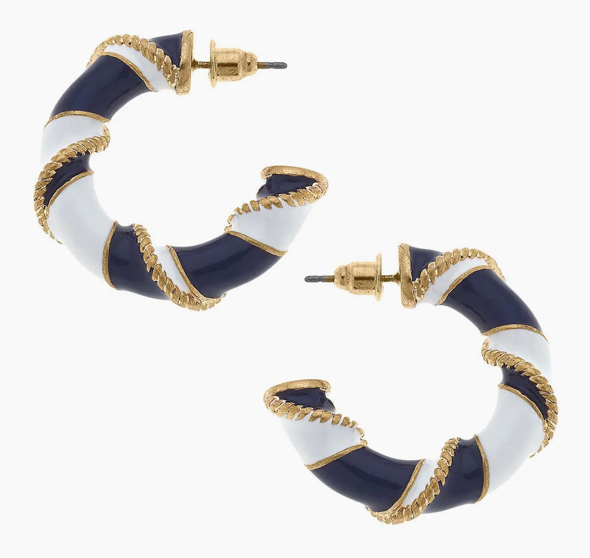 Navy & White Twisted Rope Hoops
