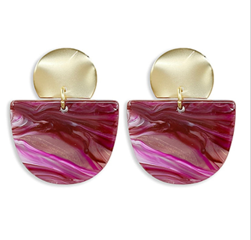 Round Wedge Earrings (FUCHSIA)