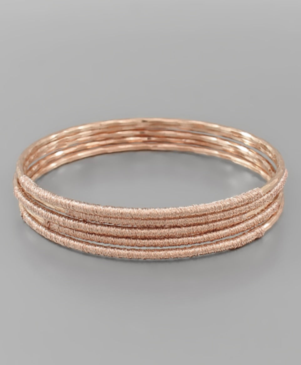 Hammered Bangle Set (WORN ROSE GOLD)