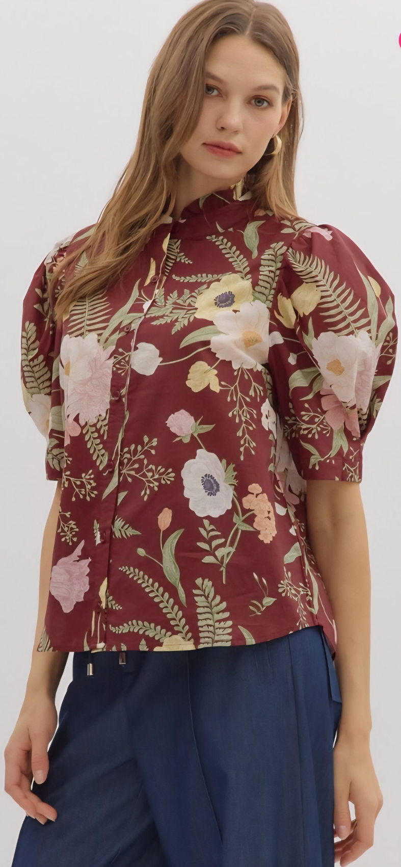 Fall Florals Top - Merlot