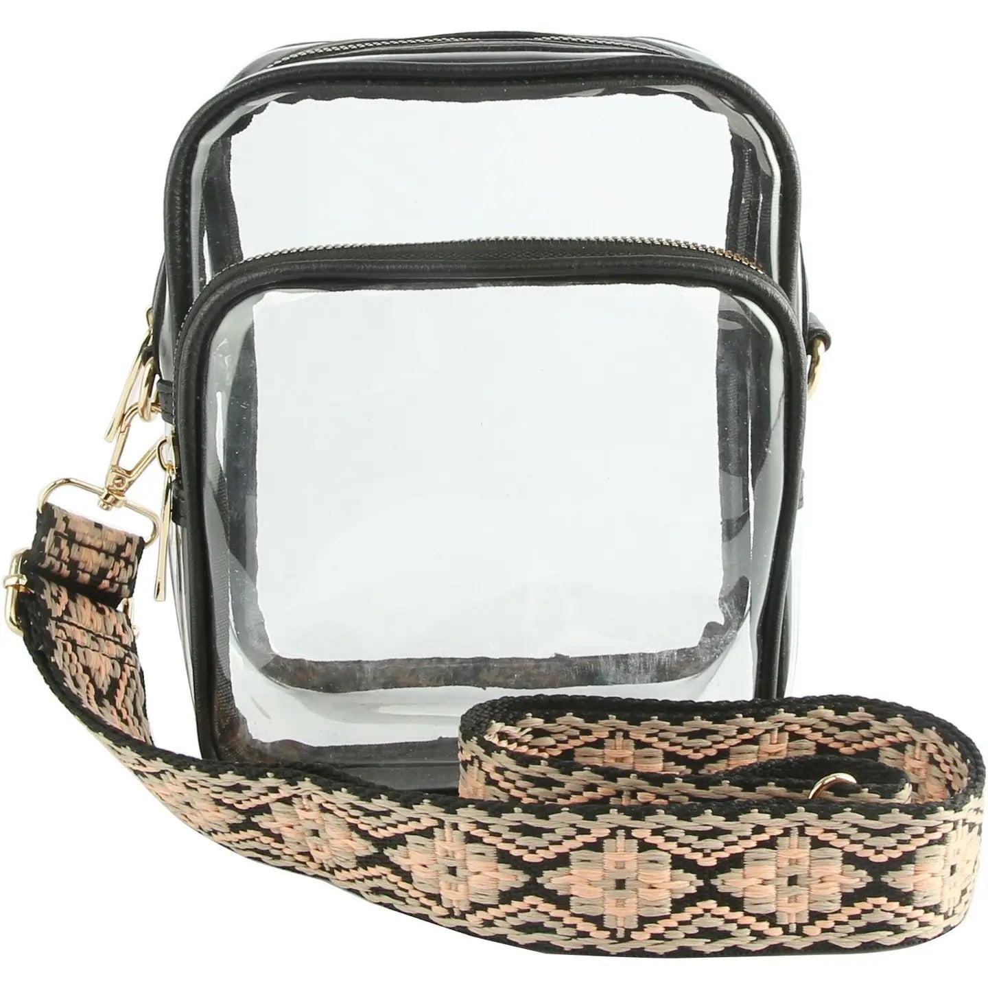 Clear Guitar Strap Crossbody/ Black