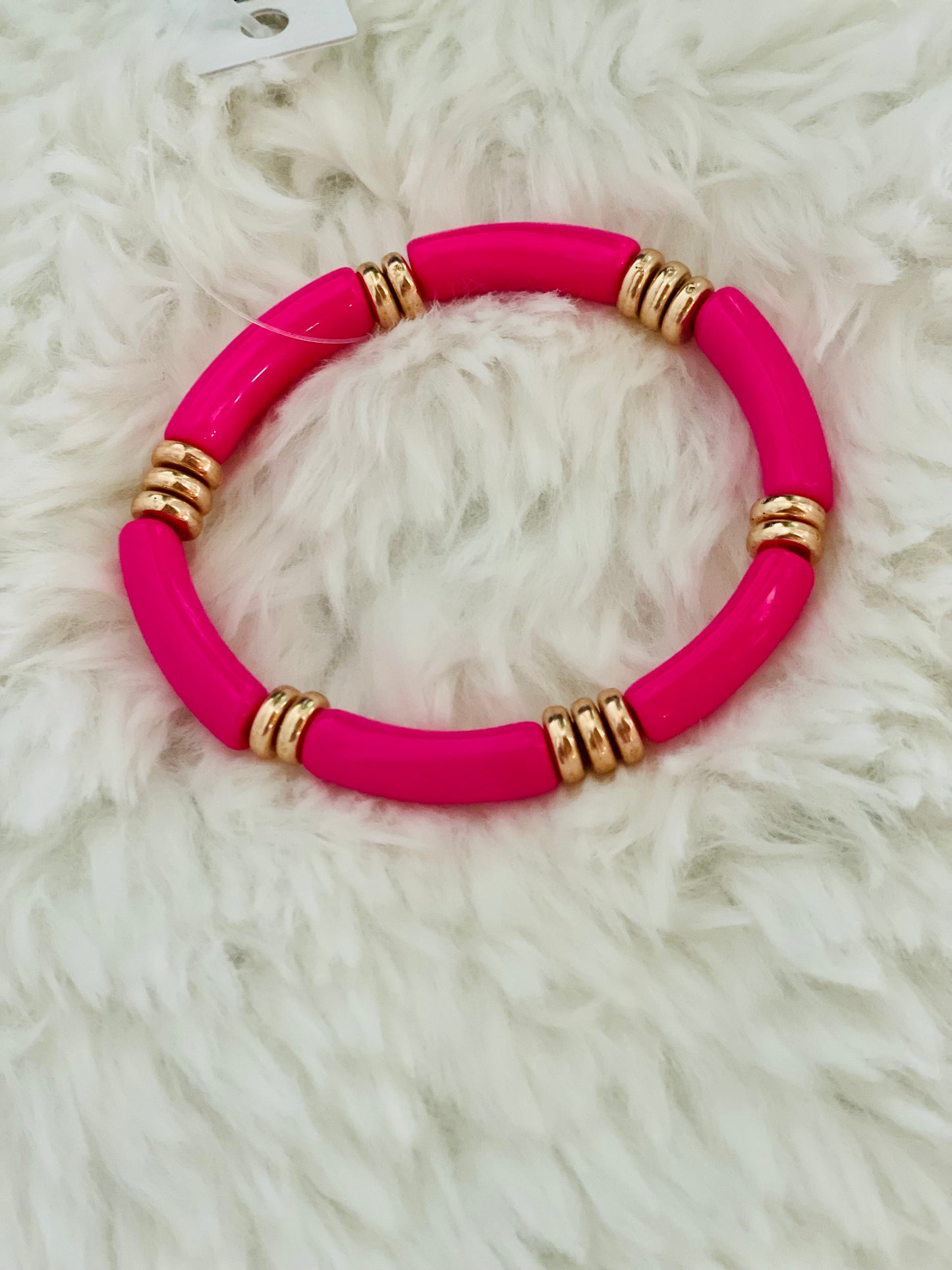 Neon Pink Metal Bracelet