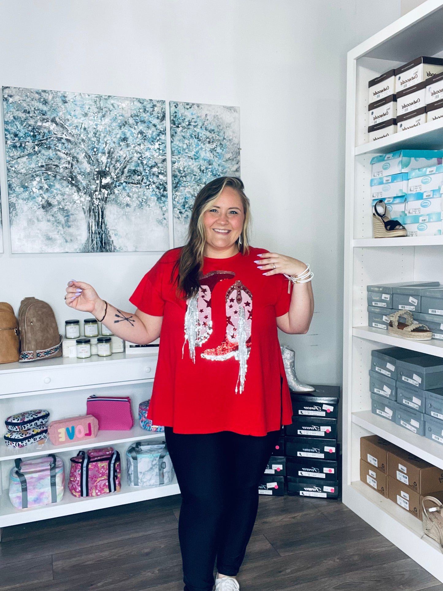 Fringe Boots Oversized T-Shirt