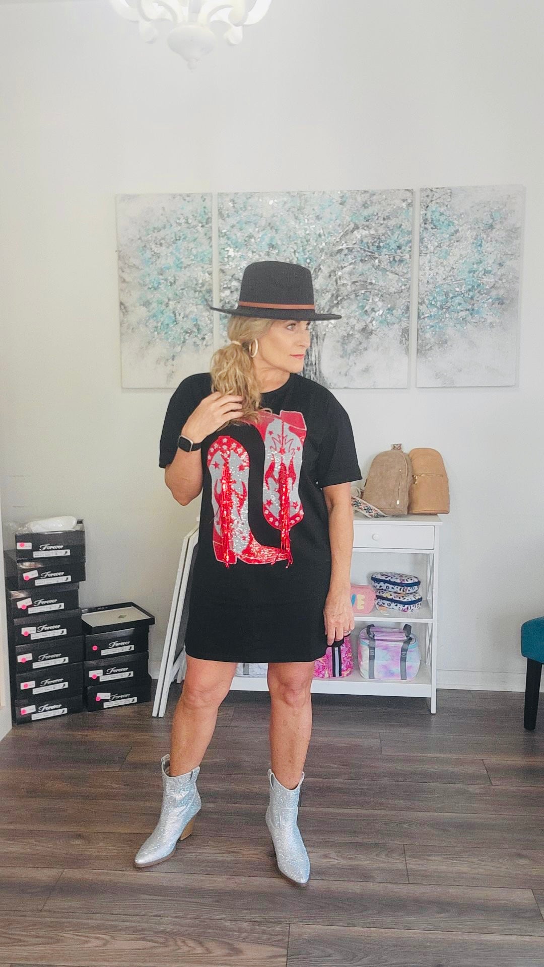 Cowboy Boots Sequin Jersey