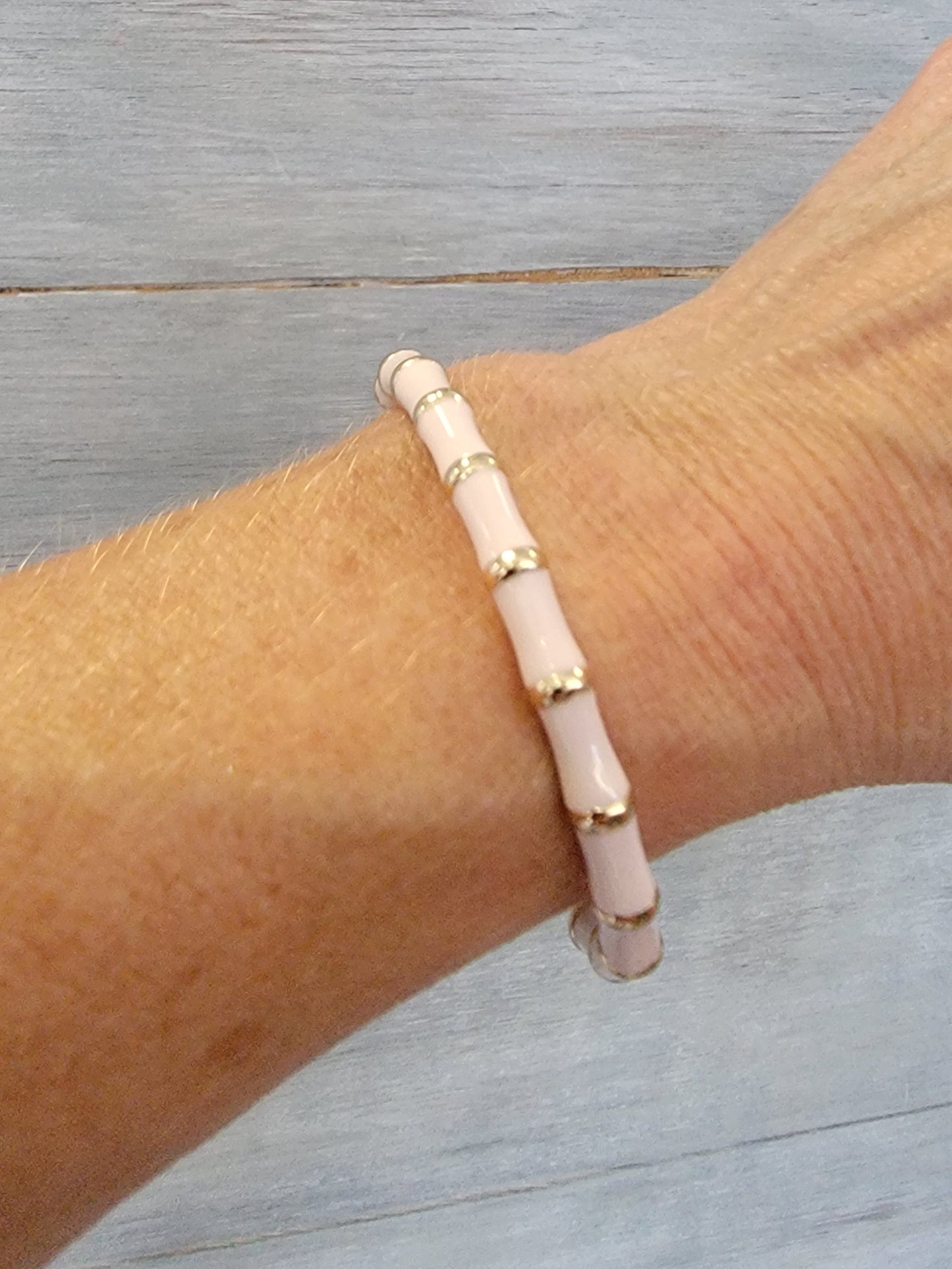 Bamboo cuff Bangle ( Lt.Pink)