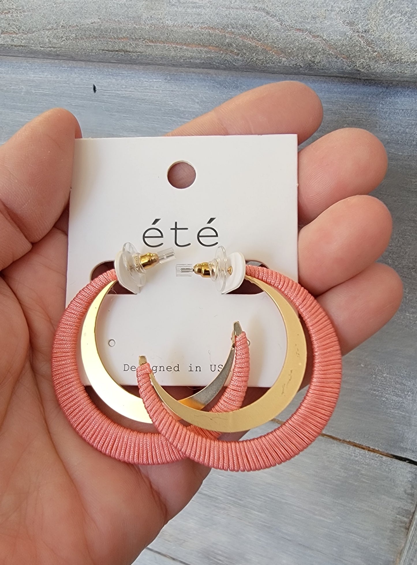 Grograin Ribbon Wrapped Hoop ( Coral )