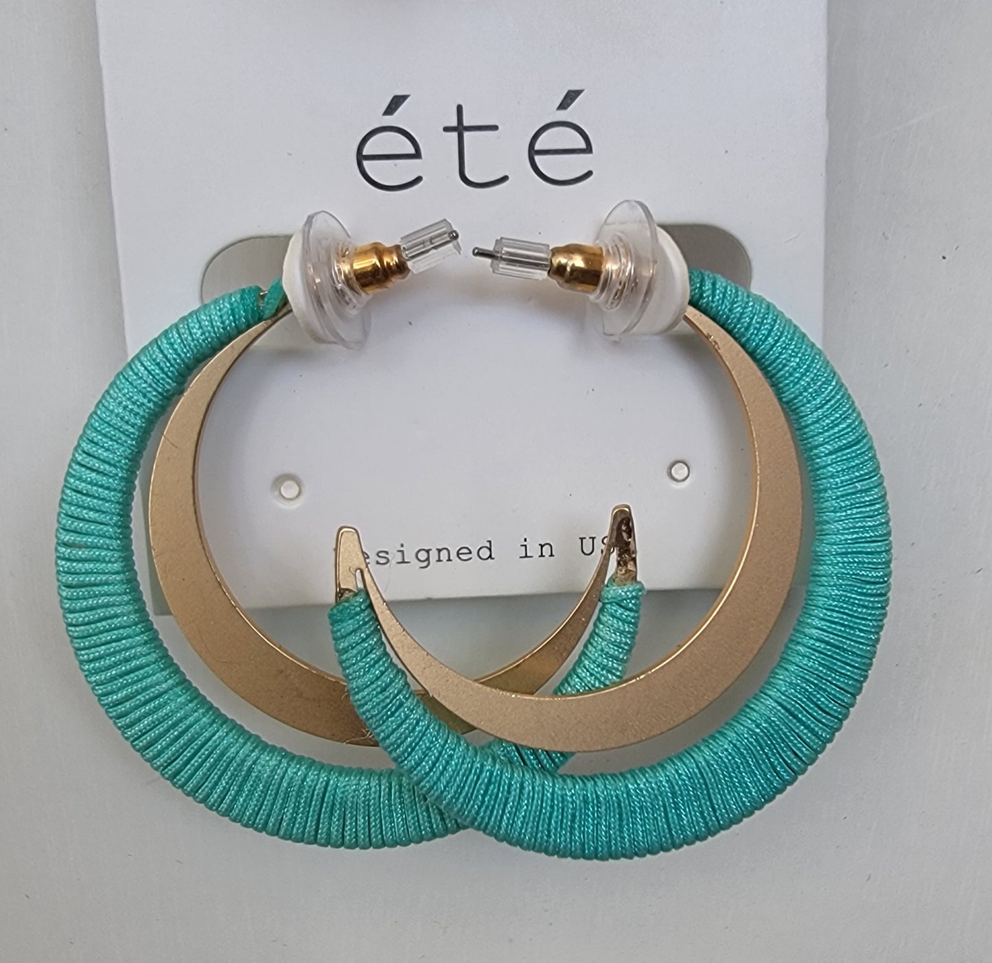 Grograin Ribbon Wrapped Hoop (Turquoise )
