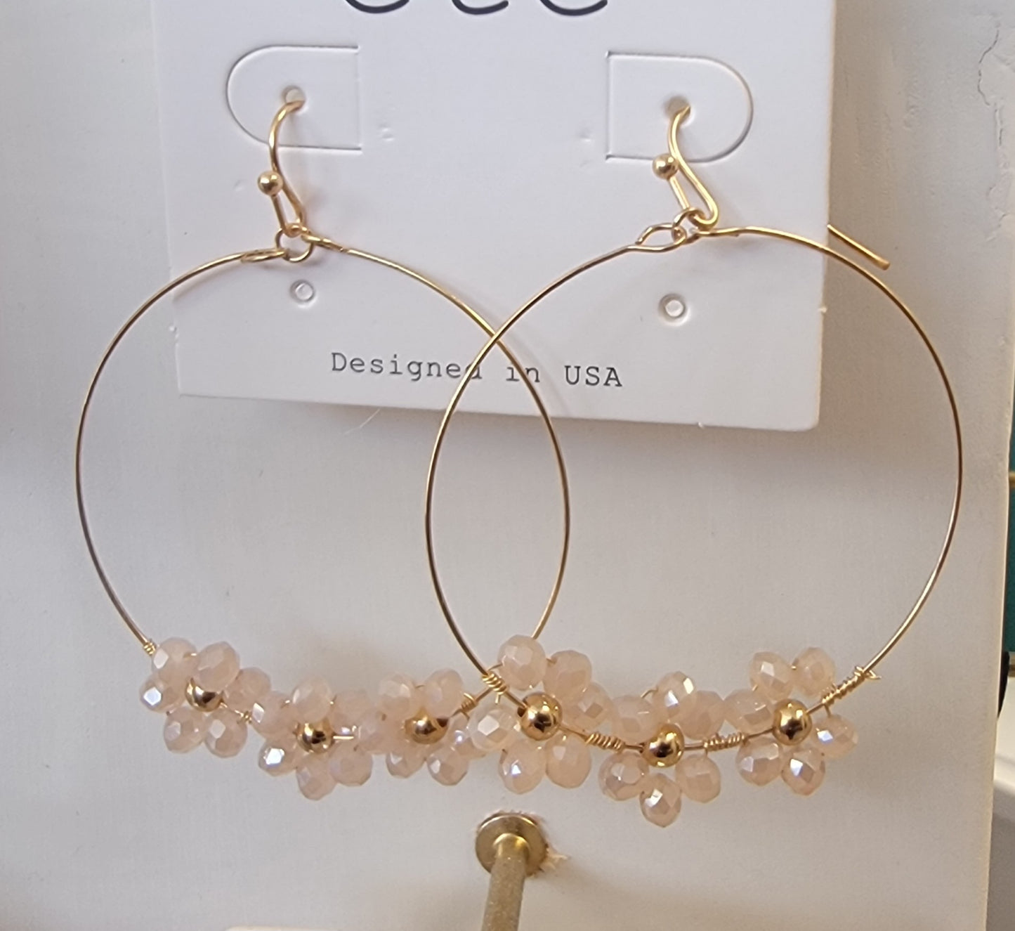 Flower Hoop Earrings(PINK)