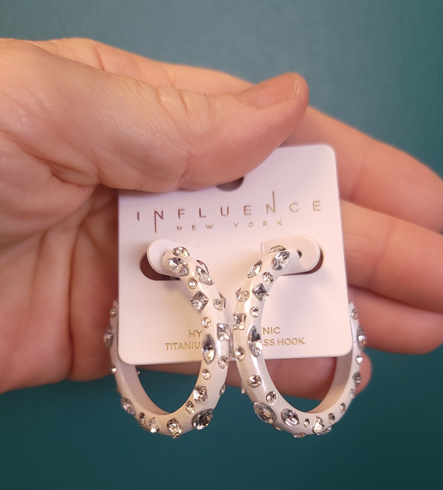 Crystal Embellished Hoop (White)