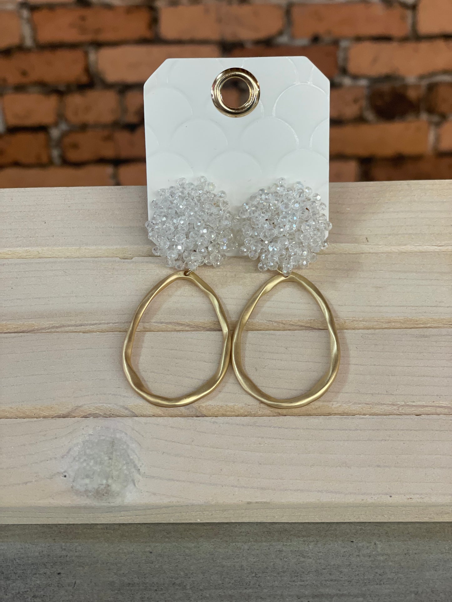 Beaded Pom Pom Earrings