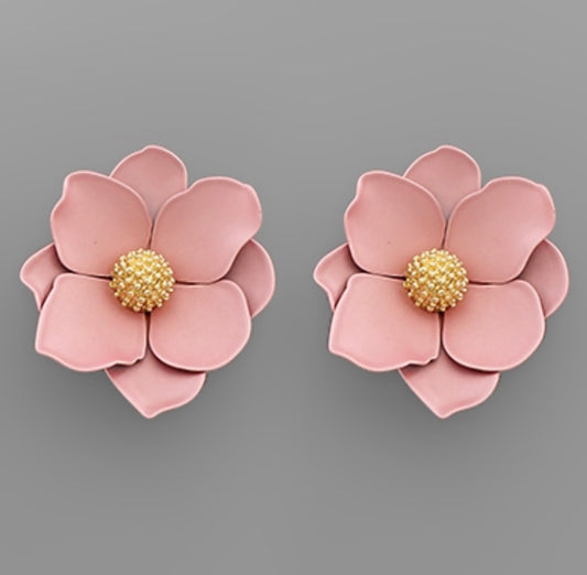 Layered Flower Earrings(PINK)