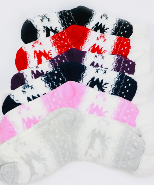 Fuzzy Reindeer Winter Socks