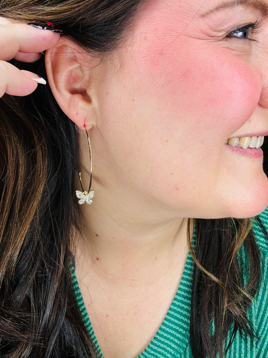 Butterfly Hoop Earrings