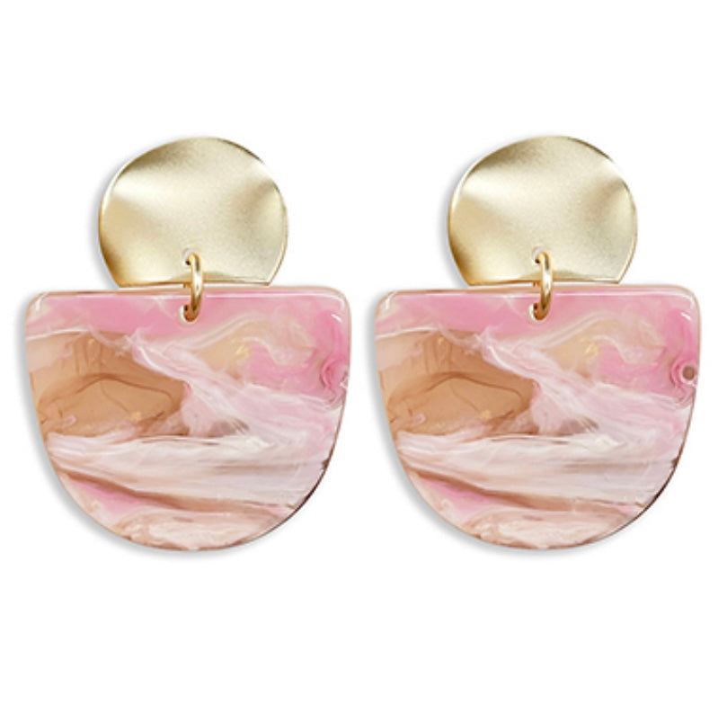 Round Wedge Earrings (PINK)