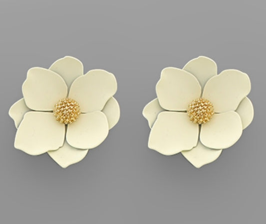 Layered Flower Earrings(IVORY)