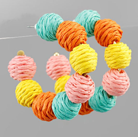 Raffia Hoop - Neon Multi