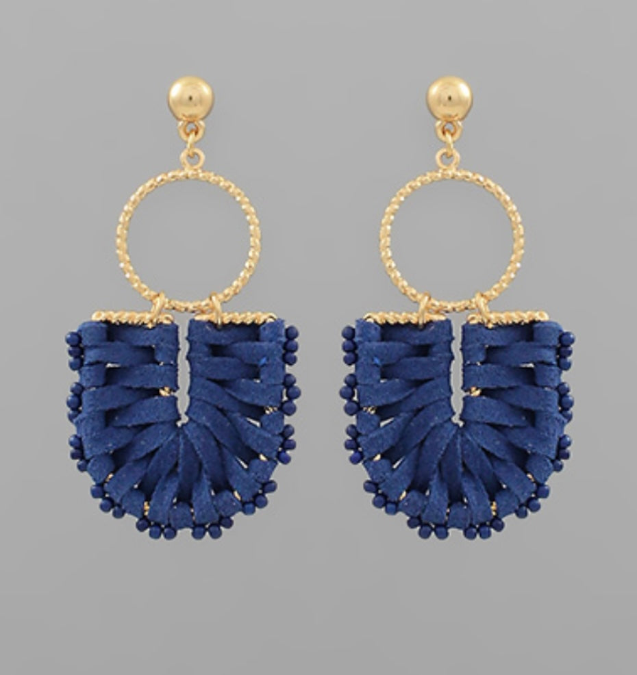 Wrapped Leather Earrings (ROYAL BLUE)