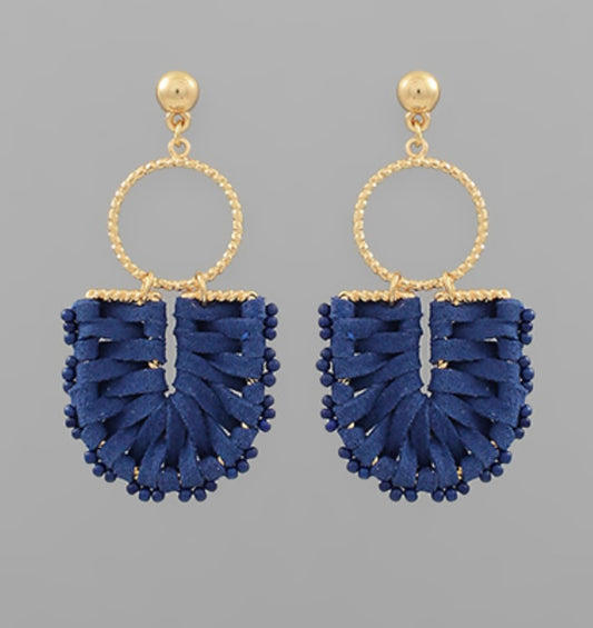 Wrapped Leather Earrings (ROYAL BLUE)