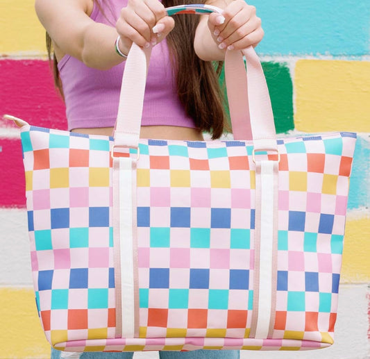 Green Checkered Tote Bag