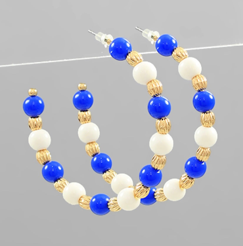 Blue & White Open Hoops