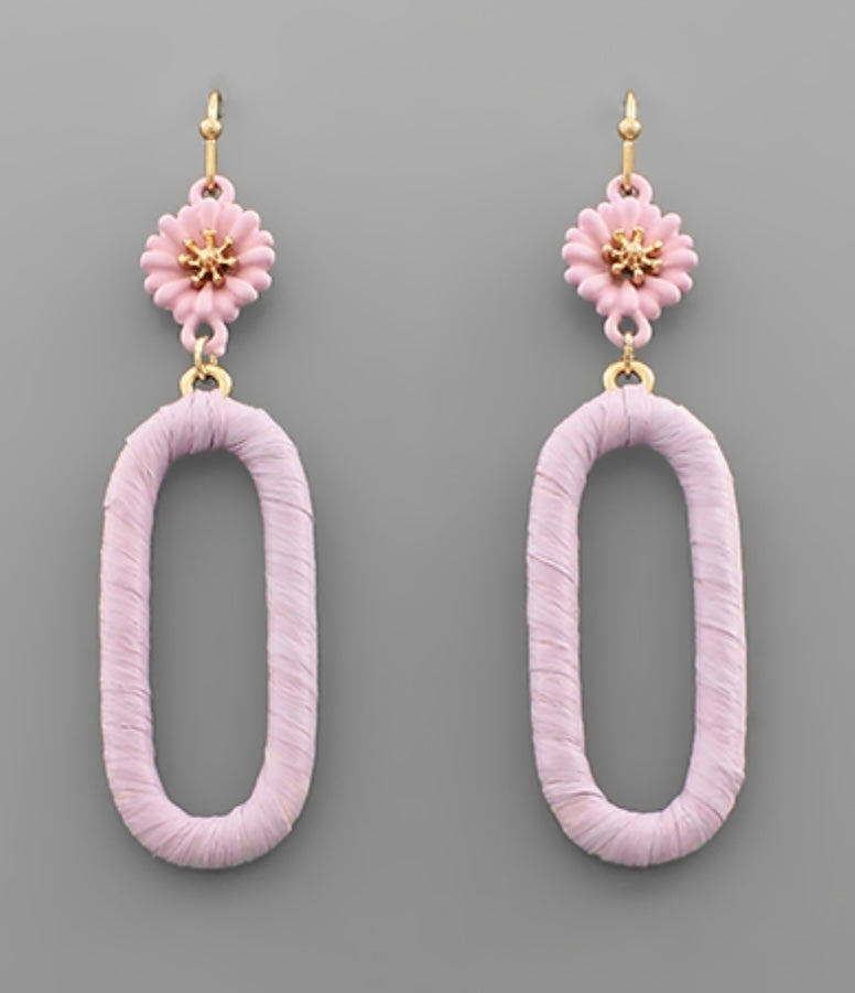 Raffia Flower Earrings(LAVENDER)