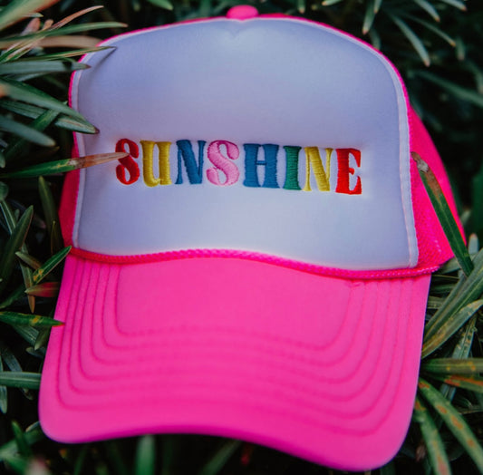 Sunshine Trucker Hat - Hot Pink/White