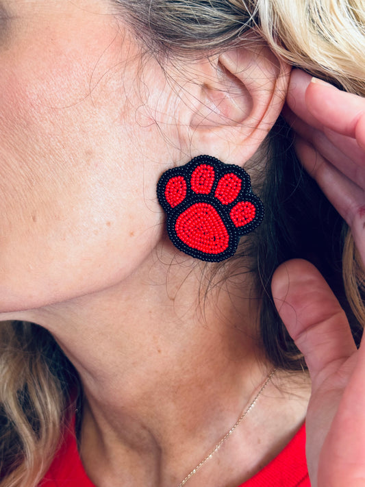 Red & Black Paw Earrings