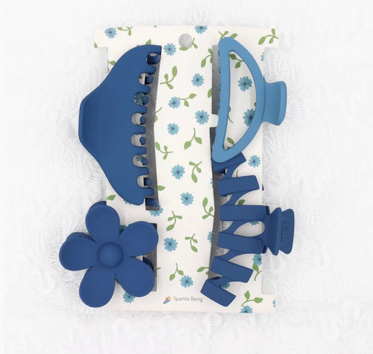 Blue Claw Clip Gift Set