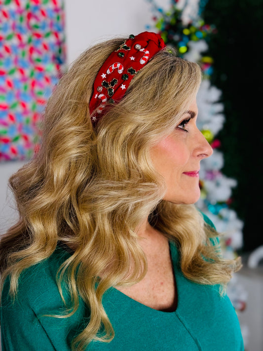 Candy Cane & Mistletoe Headband