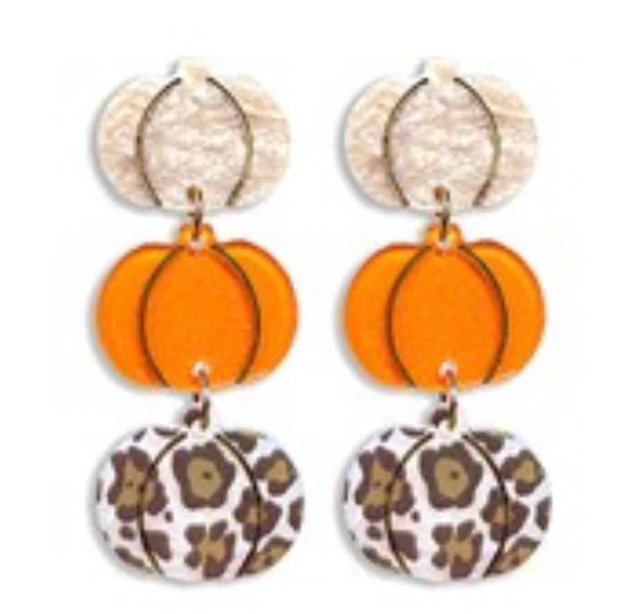 Cute as a Pumpkin Earrings (BEIGE/ORANGE)