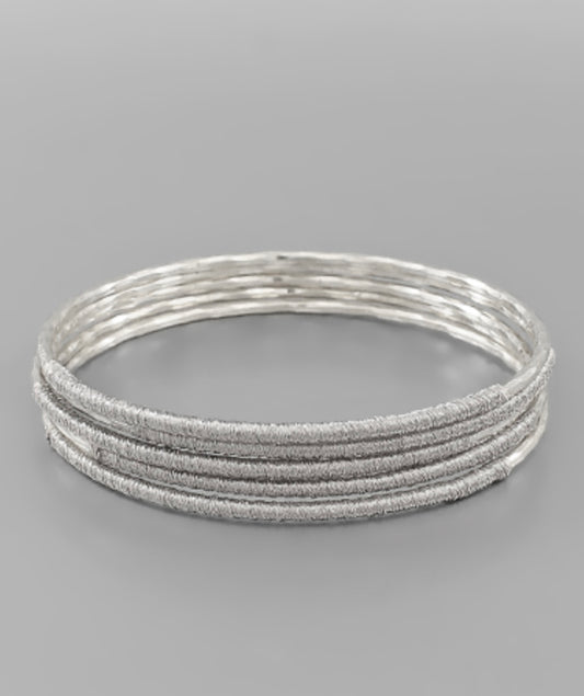 Hammered Bangle Set (WORN SILVER)