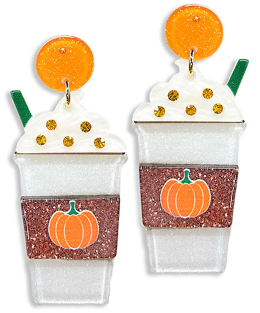 Pumpkin Spice & Everything Nice Earrings (WHITE/ORANGE)