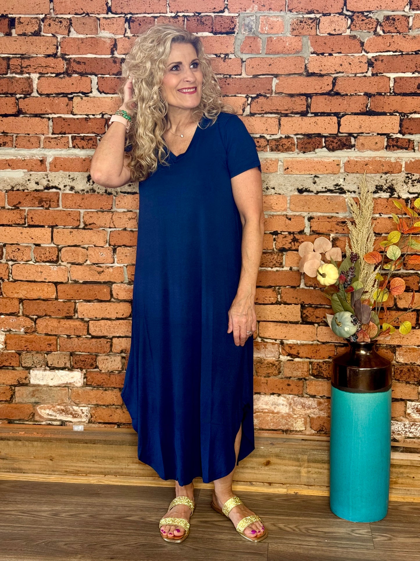 Rise and Fall Dress (NAVY)