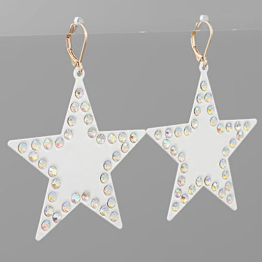 Dazzling Star Earrings - White