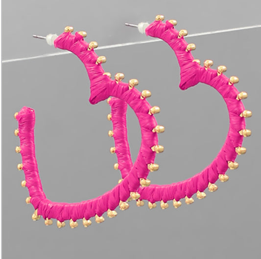 Wrapped In Love Earrings - Hot Pink