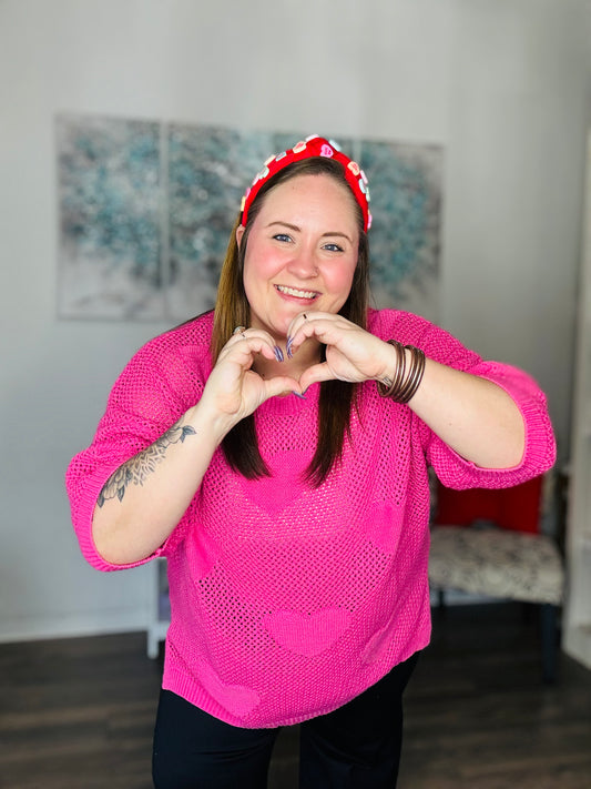 Conversation Hearts Headband - Red