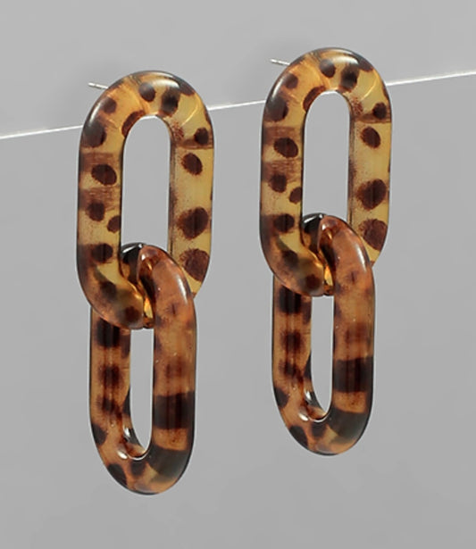 Linked Oval Earrings (TORTOISE)