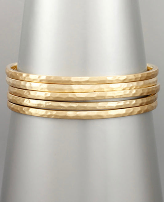 Hammered Gold Bracelet Set