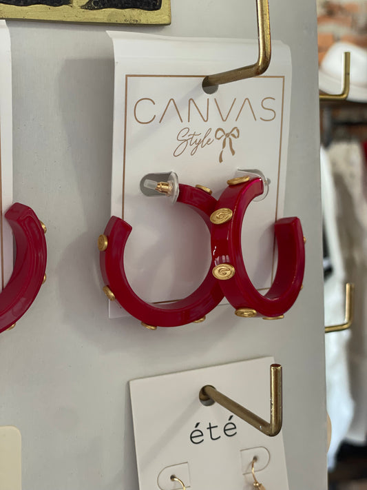 Bulldog Resin Hoop Earrings