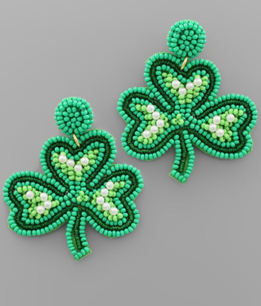 Beaded Shamrock Earrings