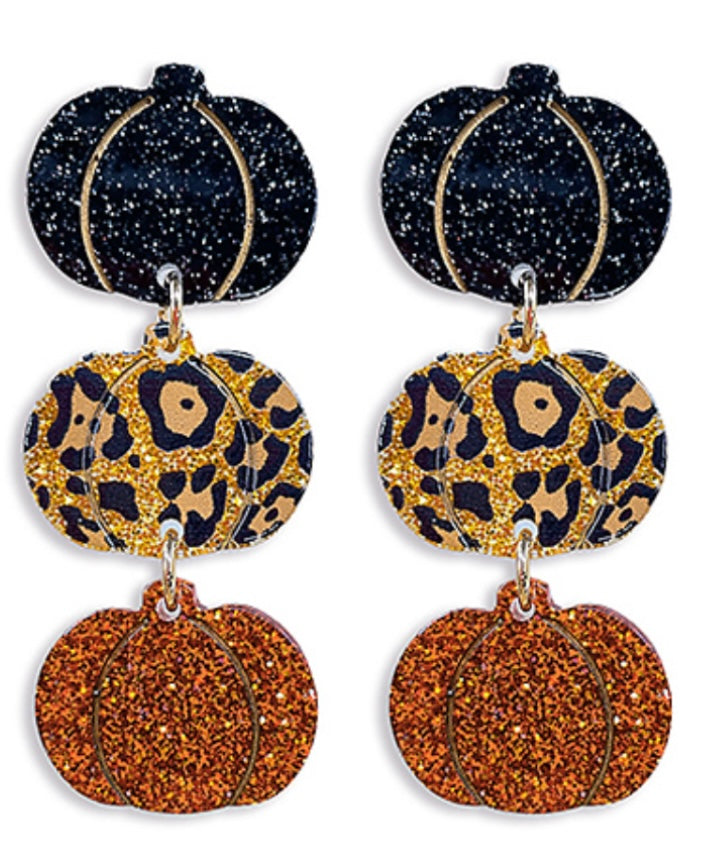 Cute as a Pumpkin Earrings (BROWN/BLACK)