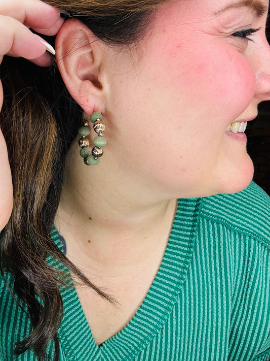 Lucky Beaded Hoop Earrings