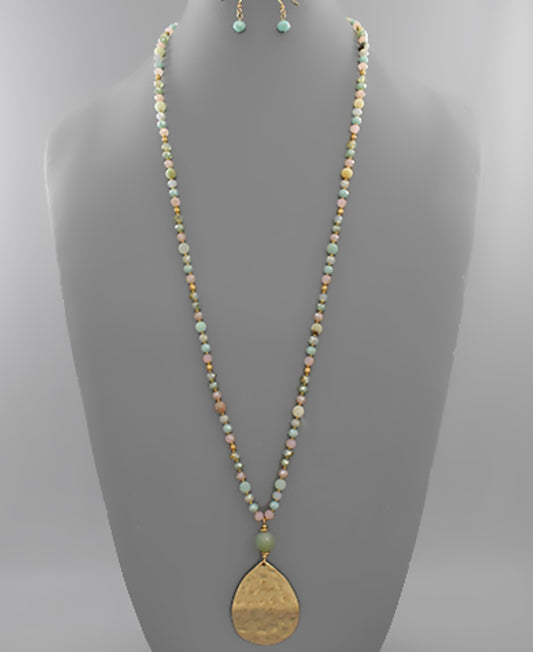 Bead & Teardrop Necklace