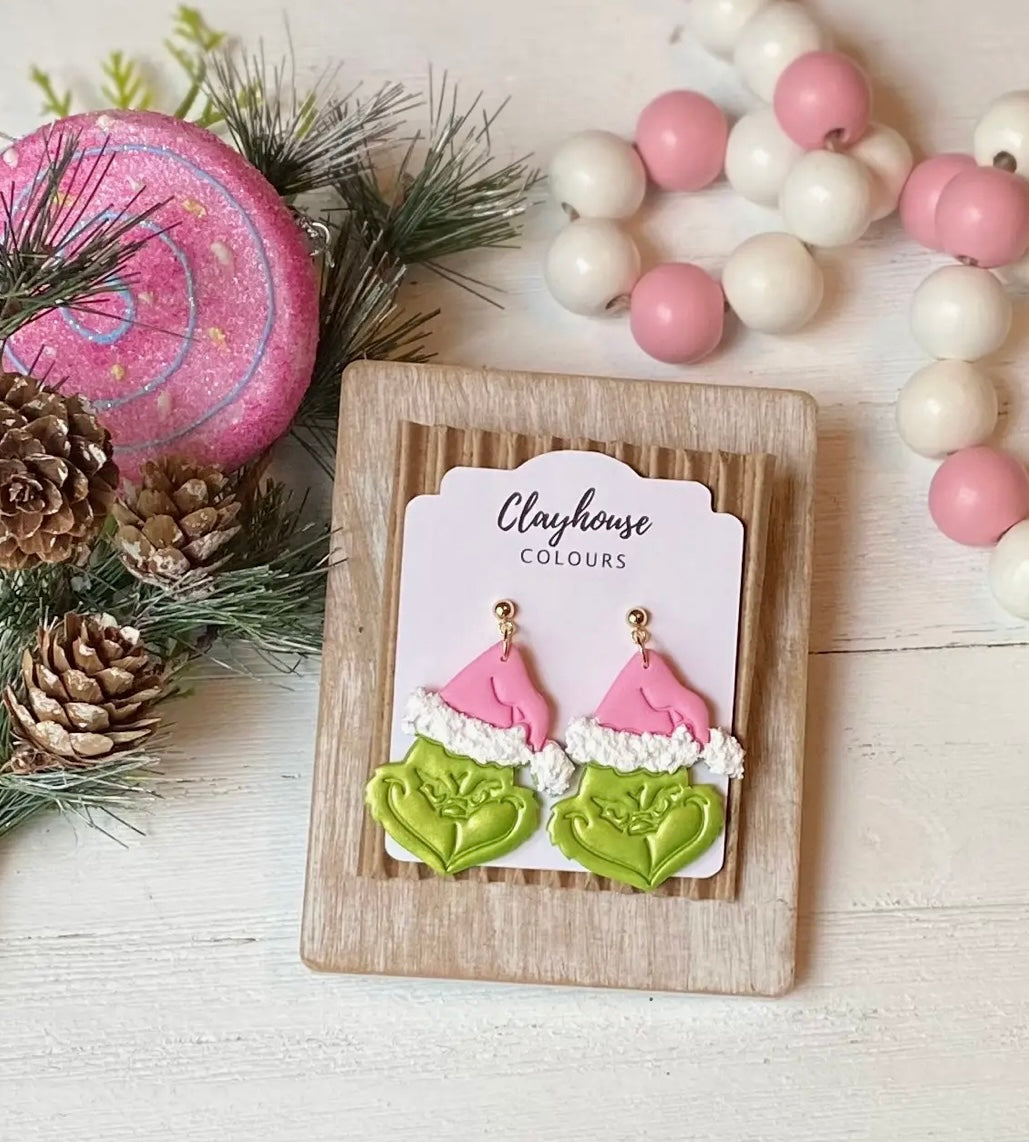 Mr. Grinch Earrings (PINK)