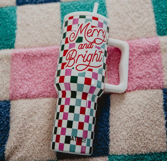 Merry & Bright Checkered Christmas Cup